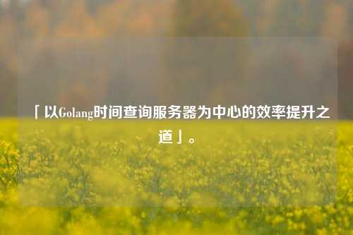 「以Golang時間查詢服務器為中心的效率提升之道」。